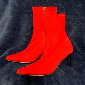 Red ankle booties